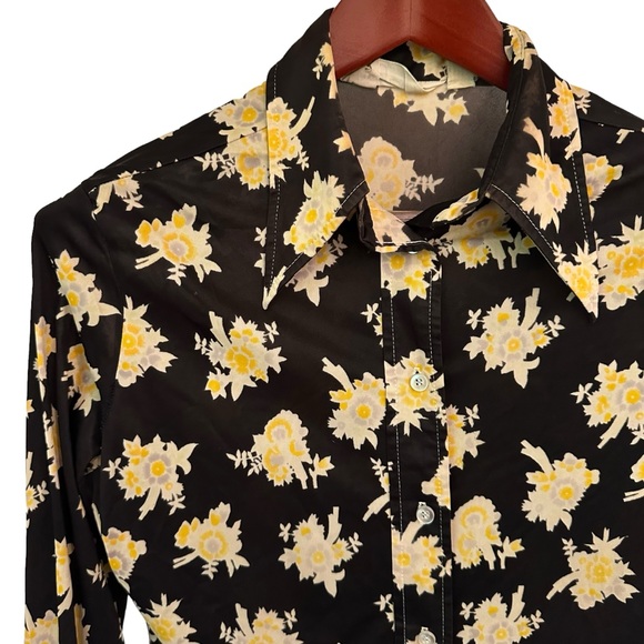Vintage Judy Bond Floral Poly Shirt - Picture 1 of 7